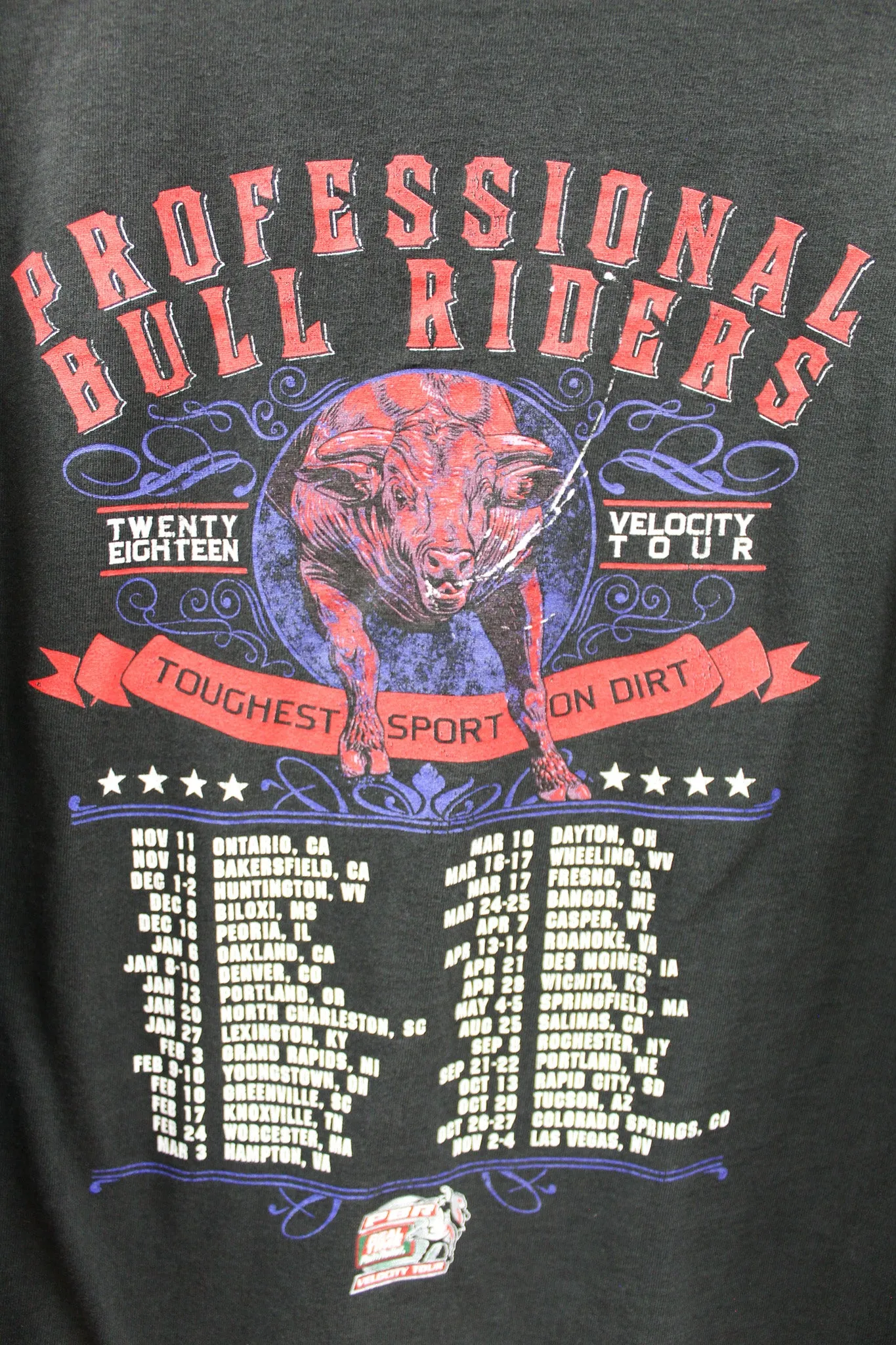 X - 2018 Professional Bull Rider Velocity Tour Tee sold by HG Vintage product image thumbnail 4