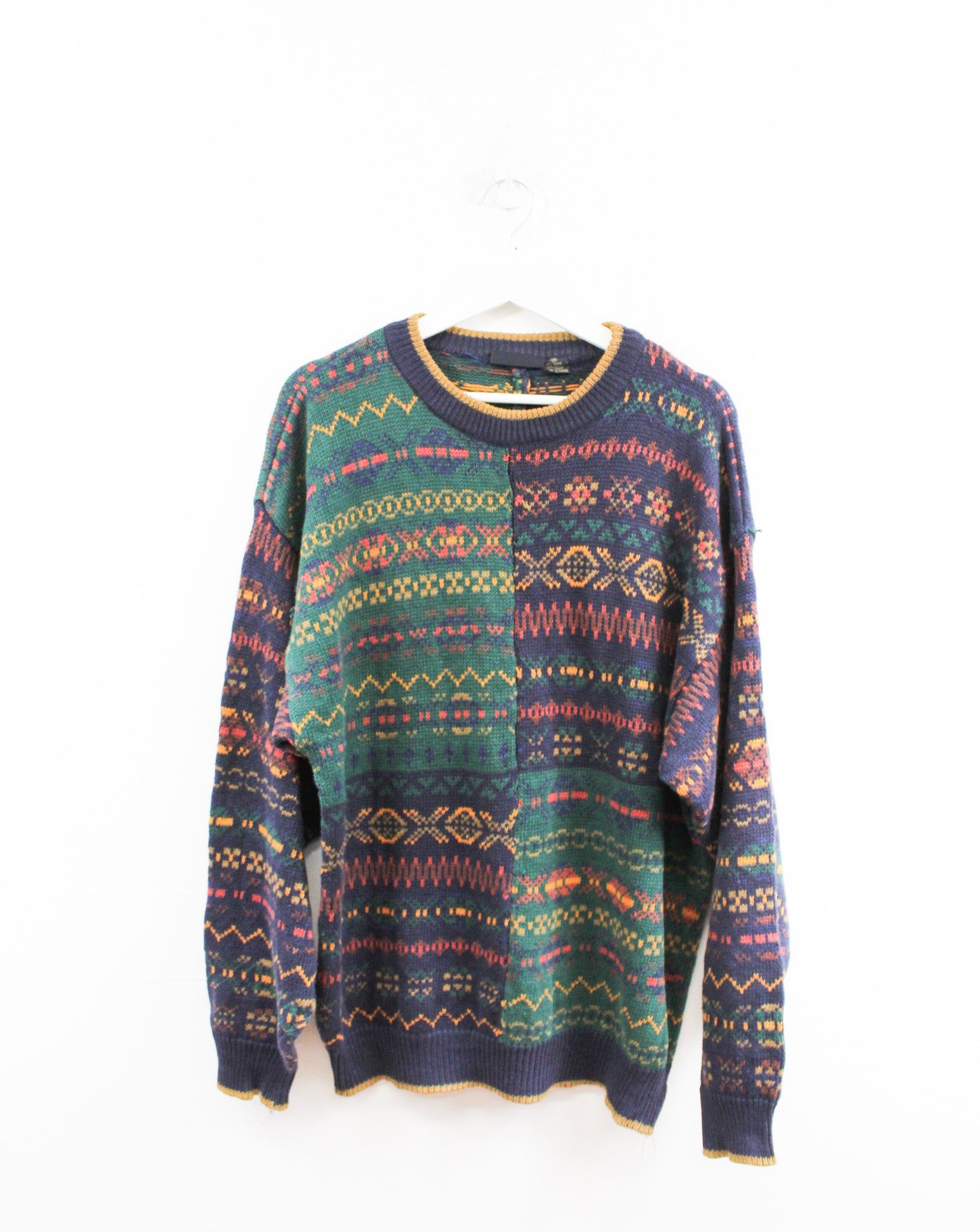 Vintage New River Mix Pattern Knit Sweater sold by HG Vintage