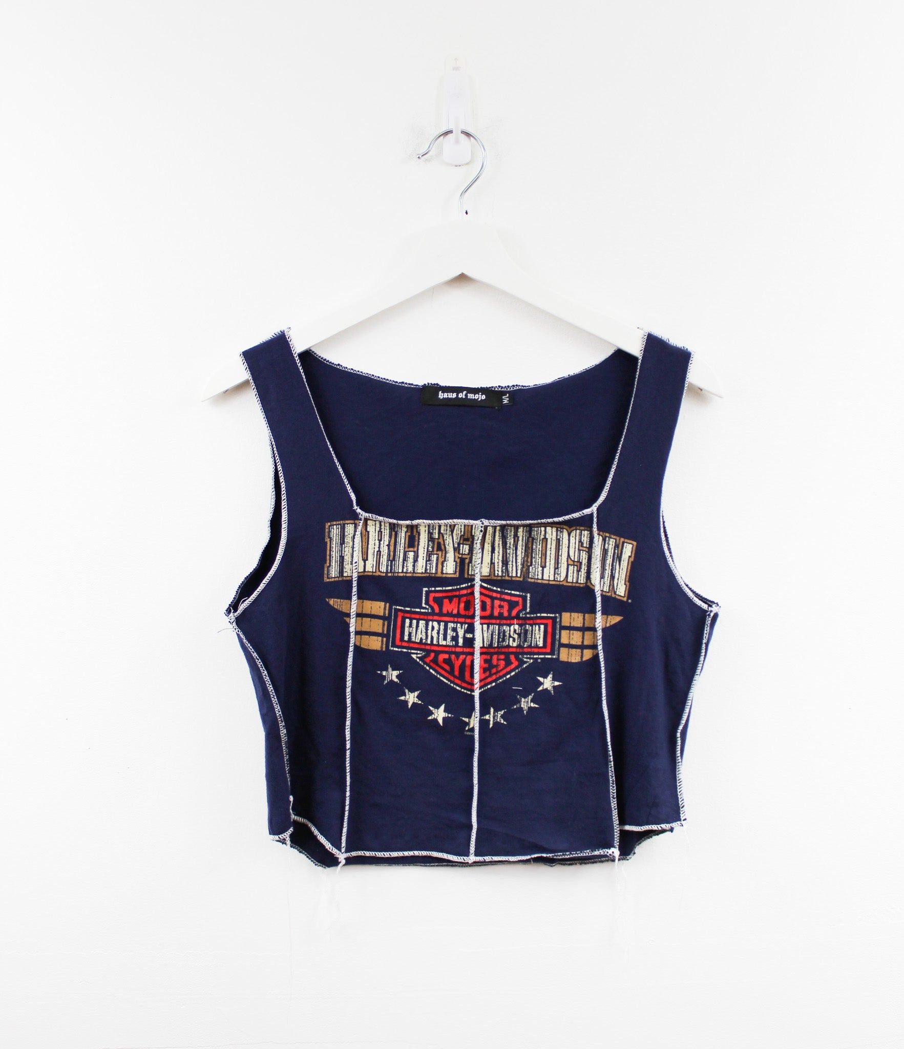 Haus Of Mojo Reworked Vintage Harley Davidson North Carolina Double Stitch Crop Top sold by HG Vintage