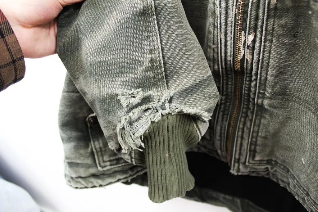 Z- Vintage Carhartt Heavy Hooded Work Jacket Faded Olive Green sold by HG Vintage product image thumbnail 5