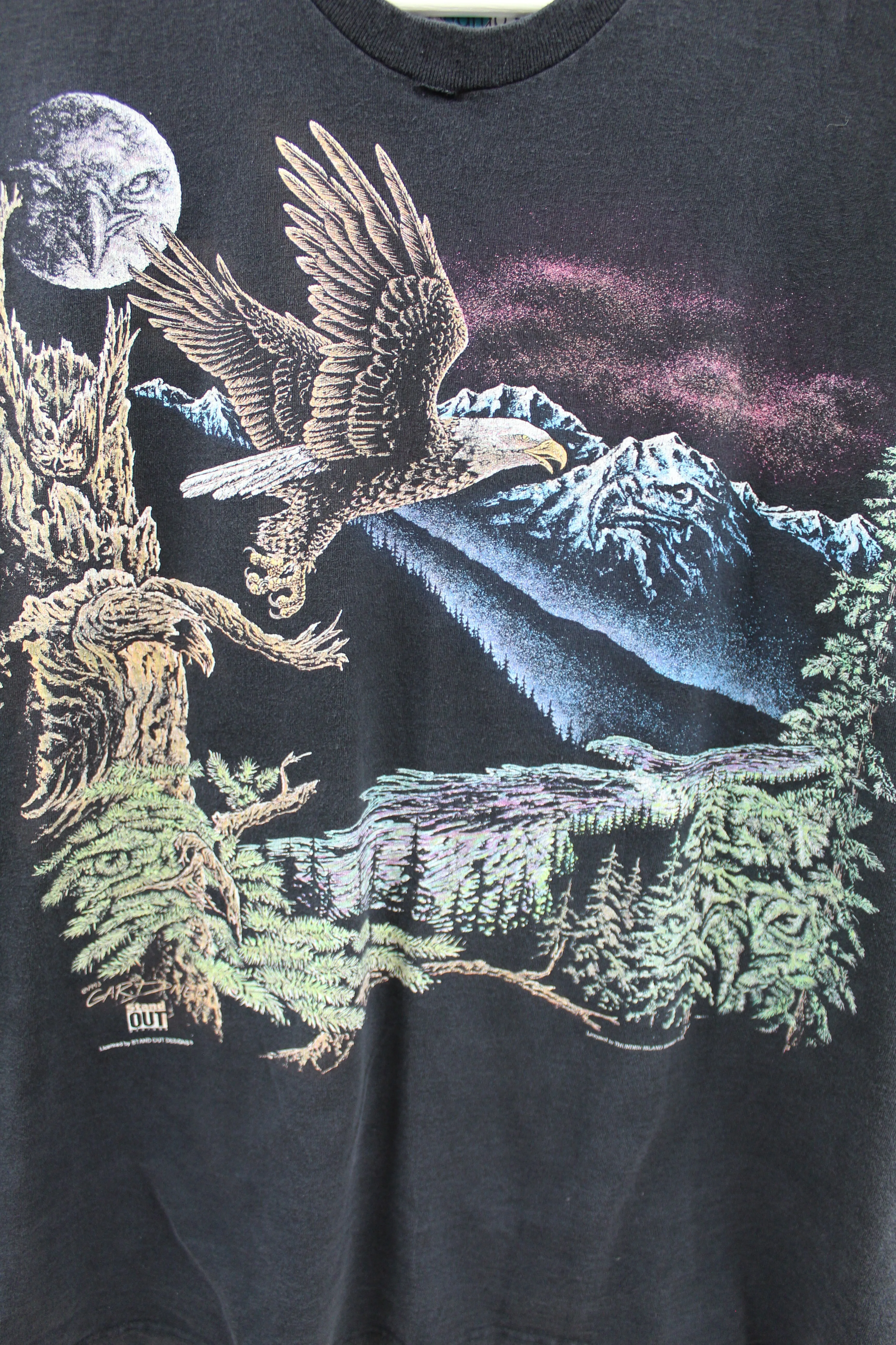 X - Vintage 1993 Eagle Flying Over Moon & Forest & Hidden Eagles Tee sold by HG Vintage product image thumbnail 2