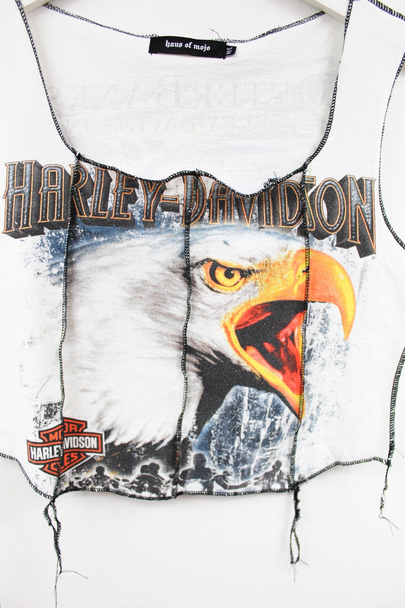 Haus Of Mojo Reworked Vintage Harley Davidson North Carolina Screaming Eagle Design Double Stitch Crop Top sold by HG Vintage product image thumbnail 2