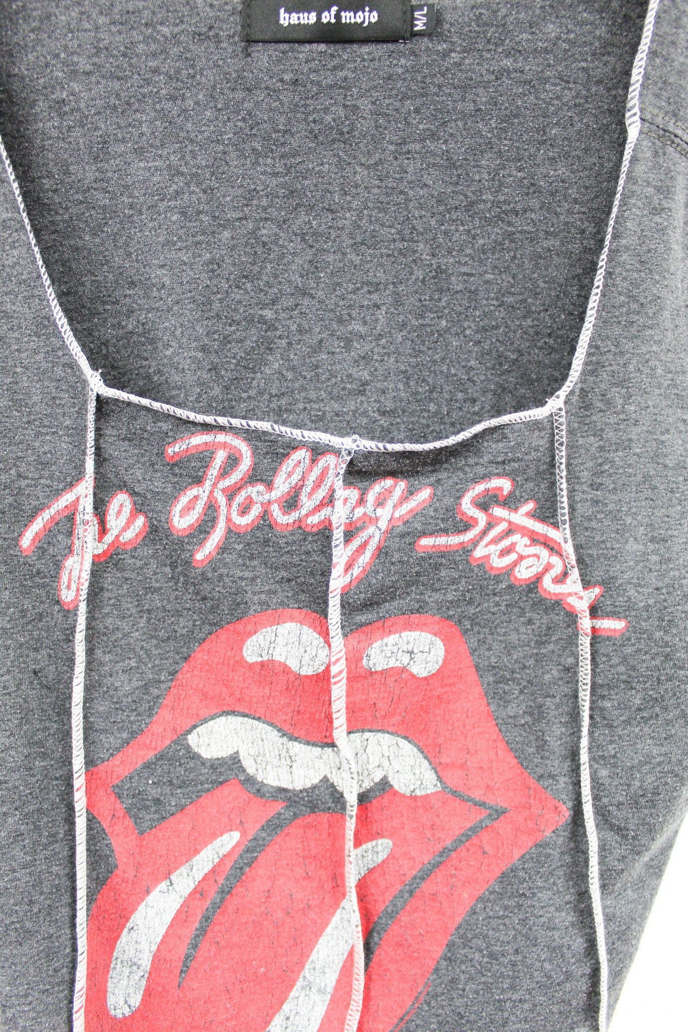 Haus Of Mojo Reworked Vintage Rolling Stones Tongue Logo Double Stitch Crop Top sold by HG Vintage product image thumbnail 2