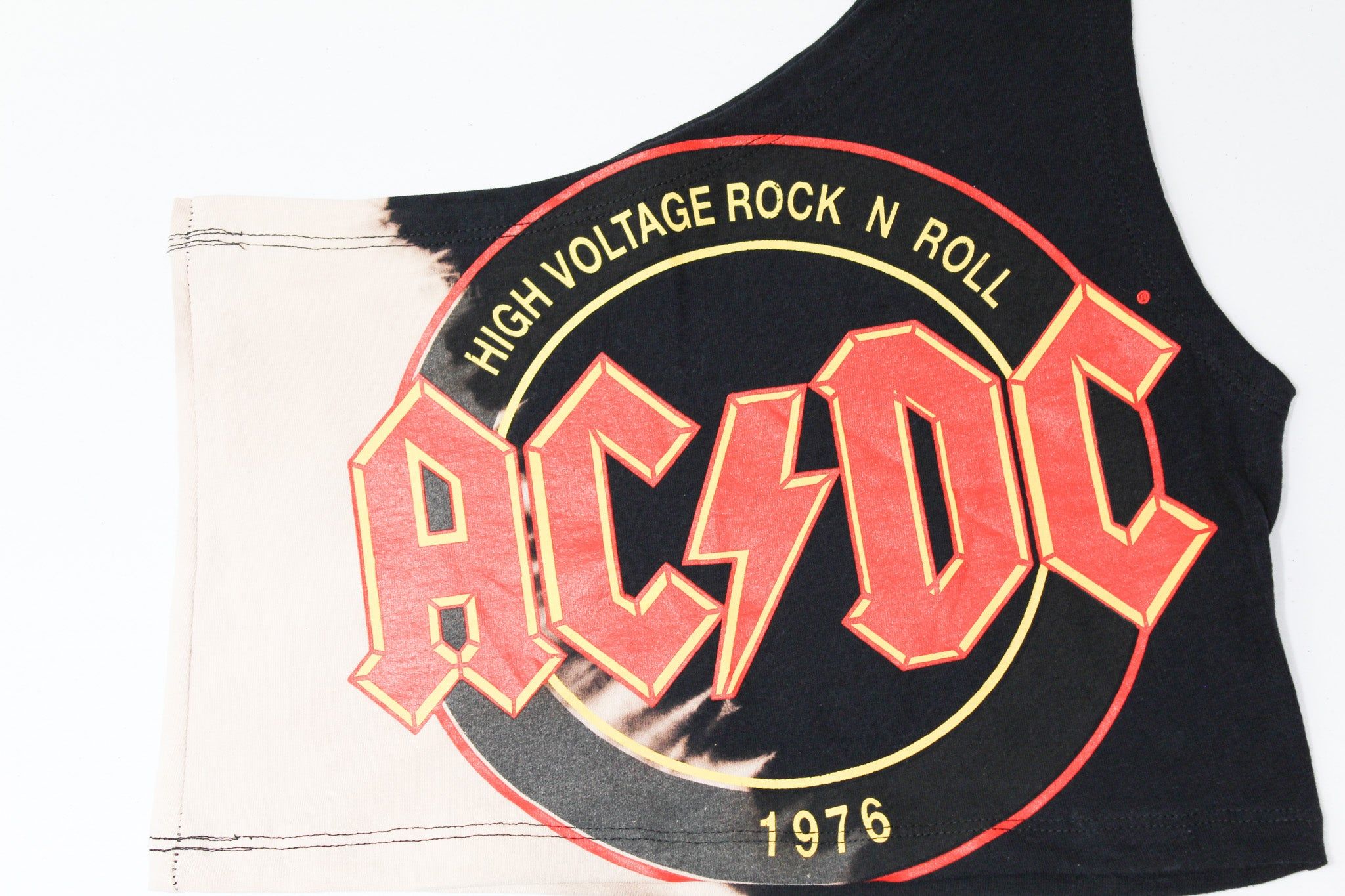 Haus Of Mojo Vintage Reworked AC/DC High Voltage One Shoulder Cropped Top sold by HG Vintage product image thumbnail 2