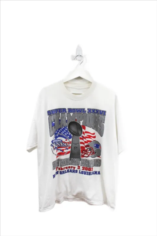X - Vintage 2002 NFL New England Patriots Super Bowl 36 Champs Tee sold by HG Vintage