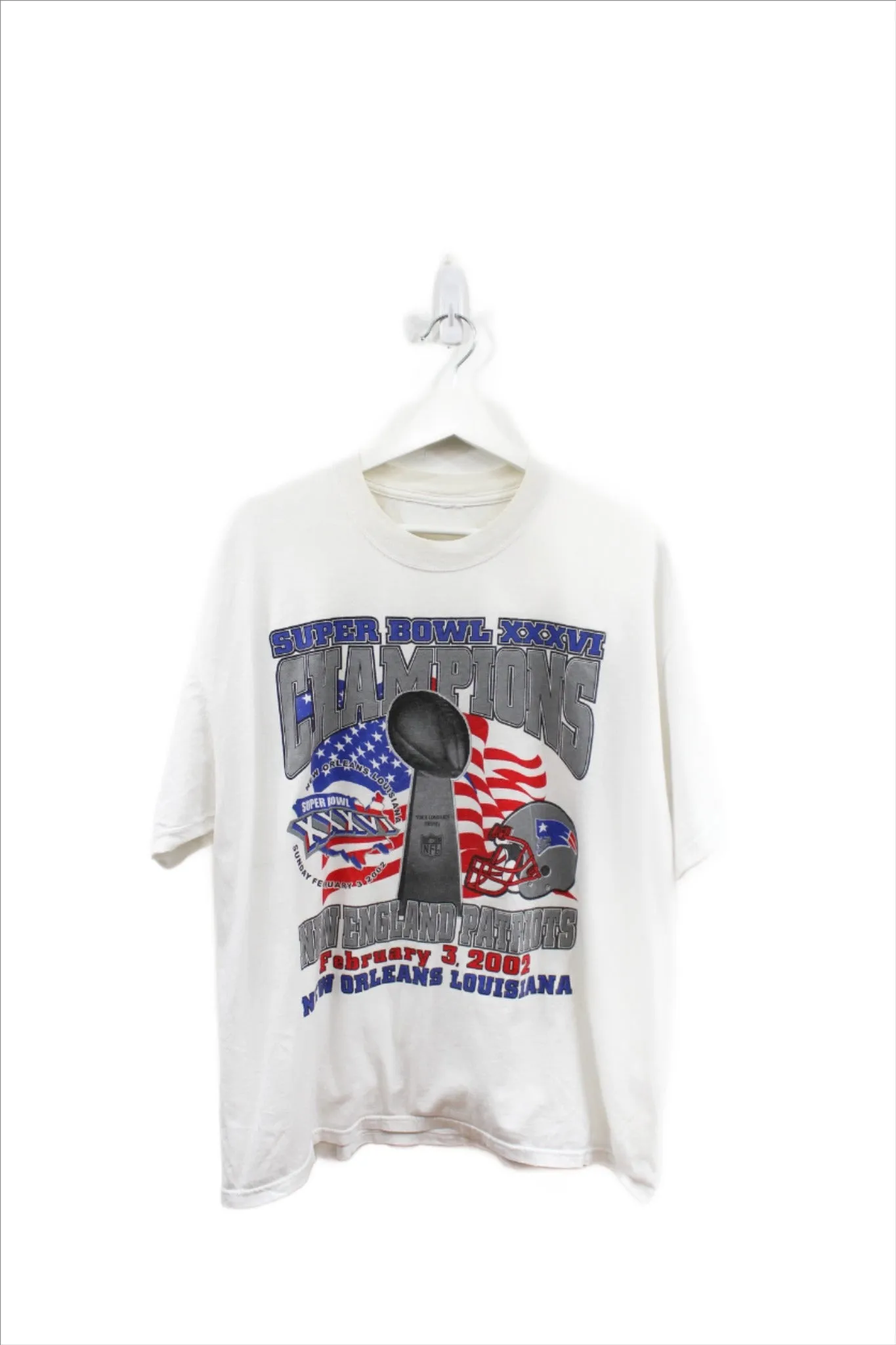 X - Vintage 2002 NFL New England Patriots Super Bowl 36 Champs Tee sold by HG Vintage