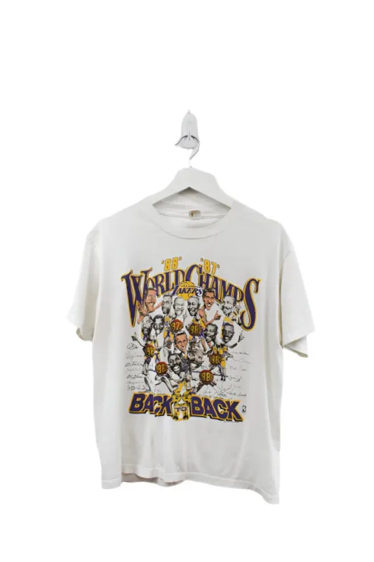 Z- Vintage 1988 Lakers Back To Back World Champ Caricature Salem NBA Single Stitch Tee sold by HG Vintage