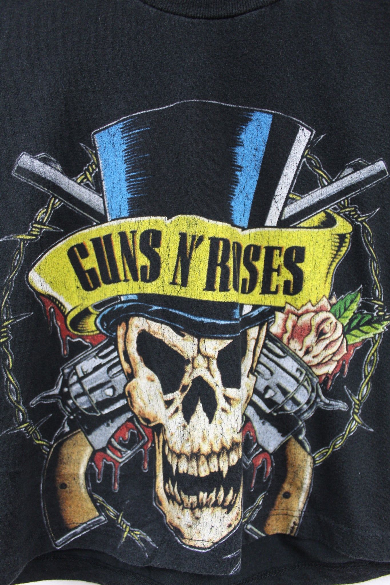 Haus Of Mojo Vintage Reworked Guns And Roses Skull And Top Hat Crop Baby Tee sold by HG Vintage product image thumbnail 2
