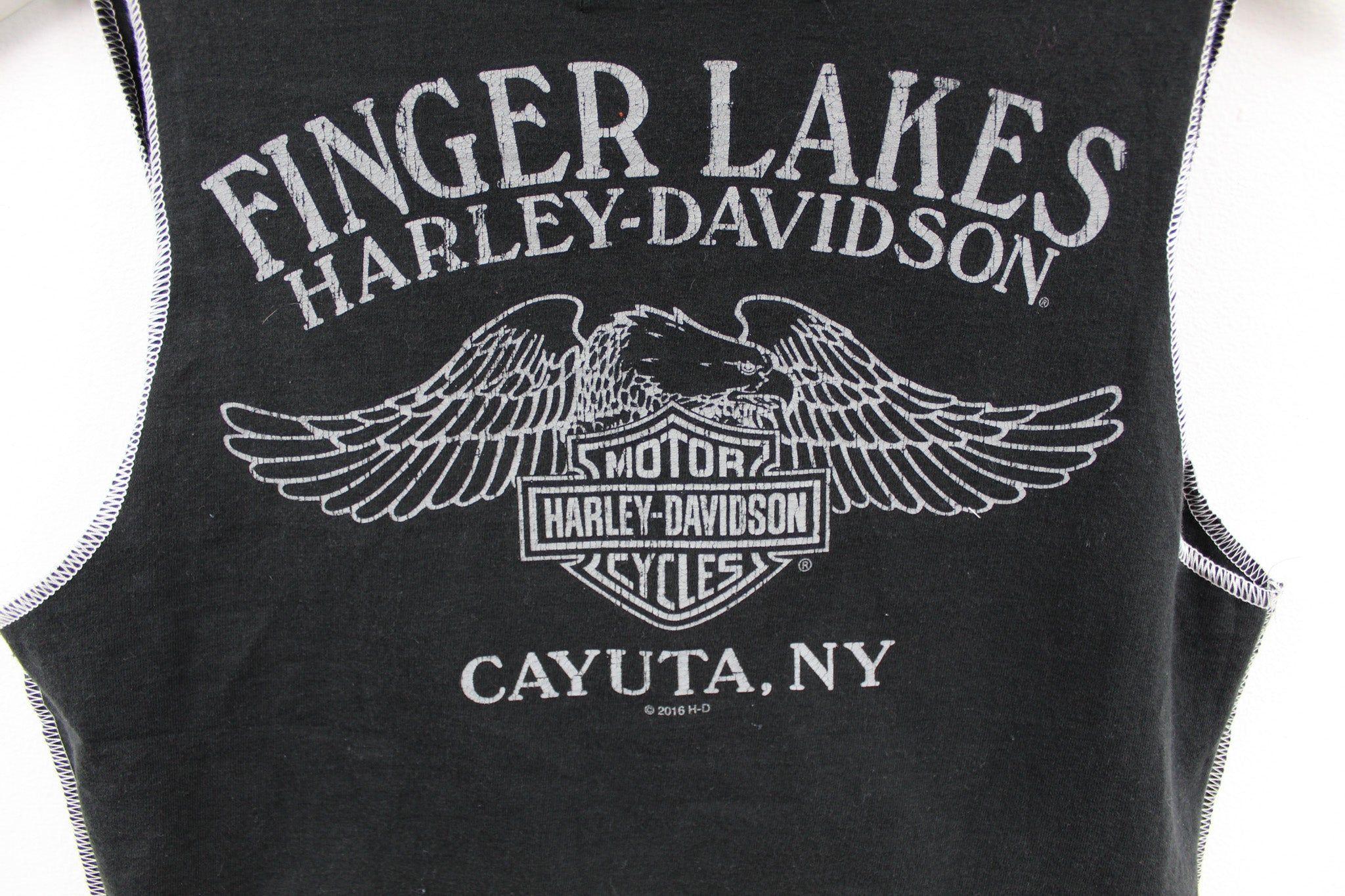 Haus Of Mojo Reworked Vintage Harley Davidson Cayuta NY Double Stitch Crop Top sold by HG Vintage product image thumbnail 4