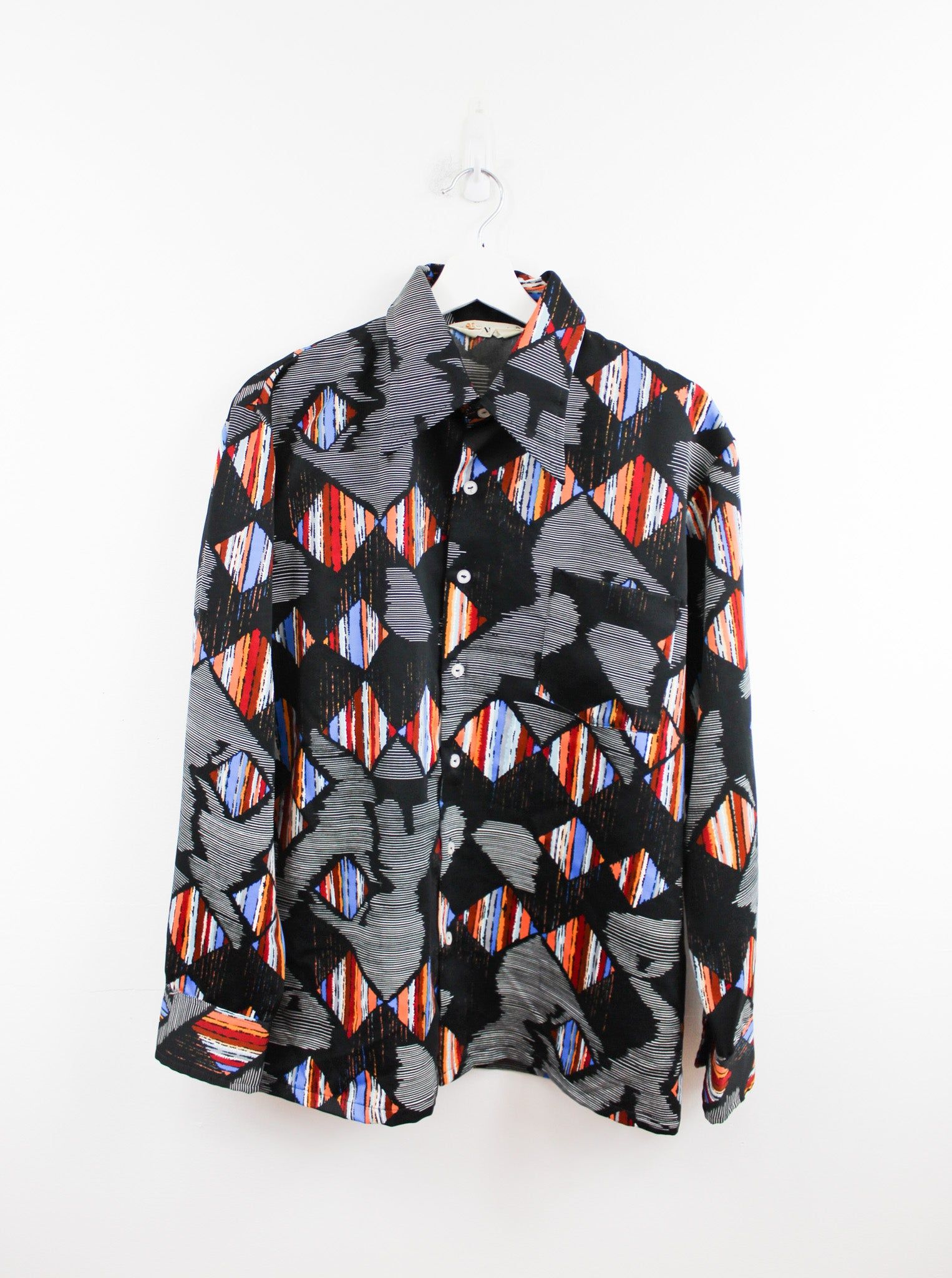 Multi Colored Pattern 70s Printed Button Up Shirts sold by HG Vintage