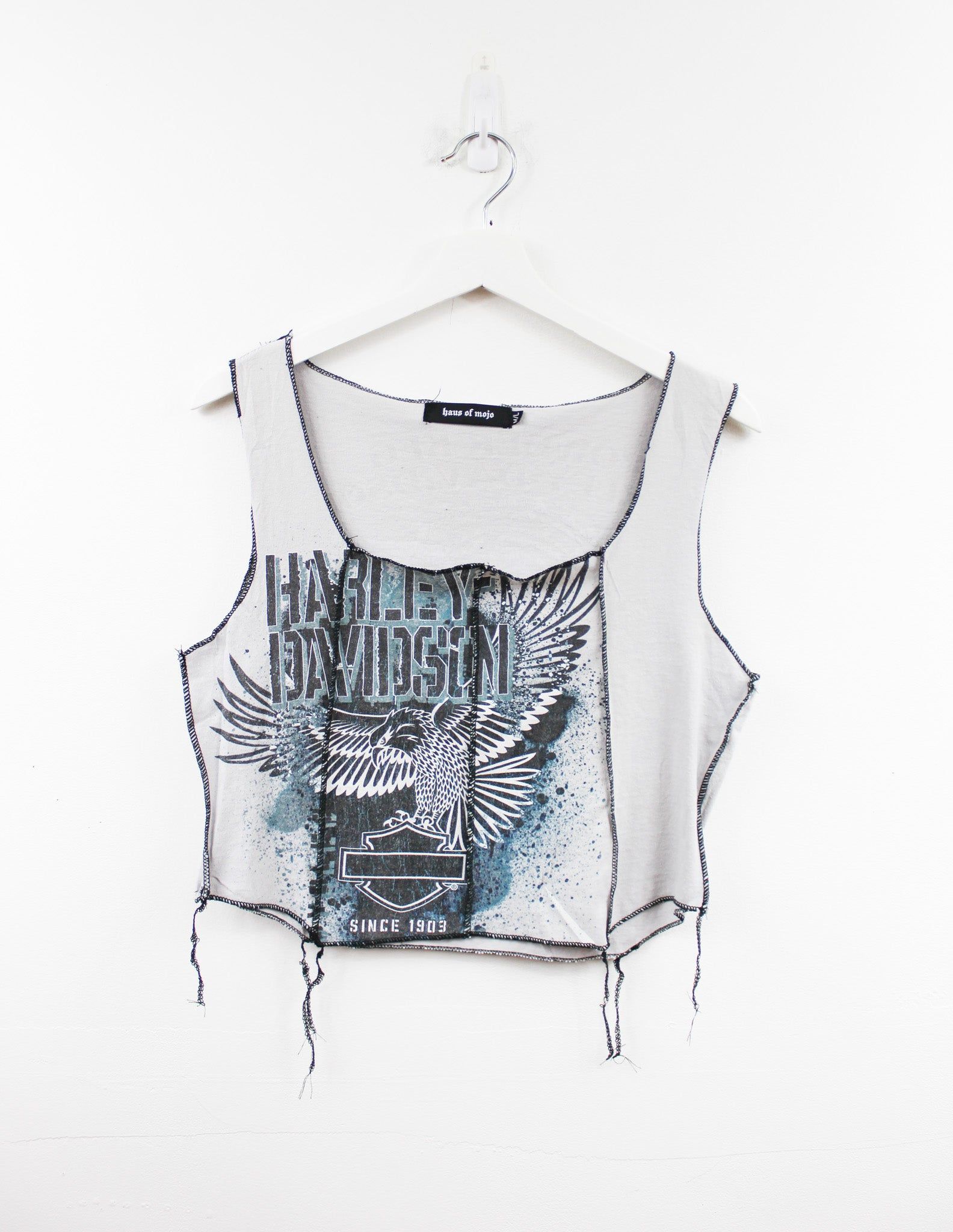 Haus Of Mojo Reworked Vintage Harley Davidson Mason Flying Eagle Design Double Stitch Crop Top sold by HG Vintage