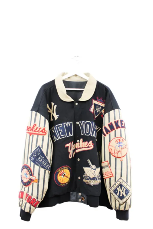 Z- Vintage Jeff Hamilton Yankees MLB Bronx Bombers Reversible Leather Varsity Jacket sold by HG Vintage