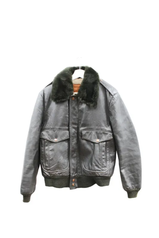 Z - Vintage William Barry Made In The USA Sherpa Lined Aviator Leather Jacket sold by HG Vintage