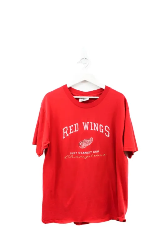 Z - Vintage 1997 Lee NHL Detroit Red Wings Stanley Cup Champs Embroidered Script Tee sold by HG Vintage