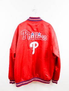 Vintage MLB Phillies Satin Bomber Windbreaker sold by HG Vintage