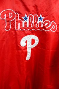 Vintage MLB Phillies Satin Bomber Windbreaker sold by HG Vintage