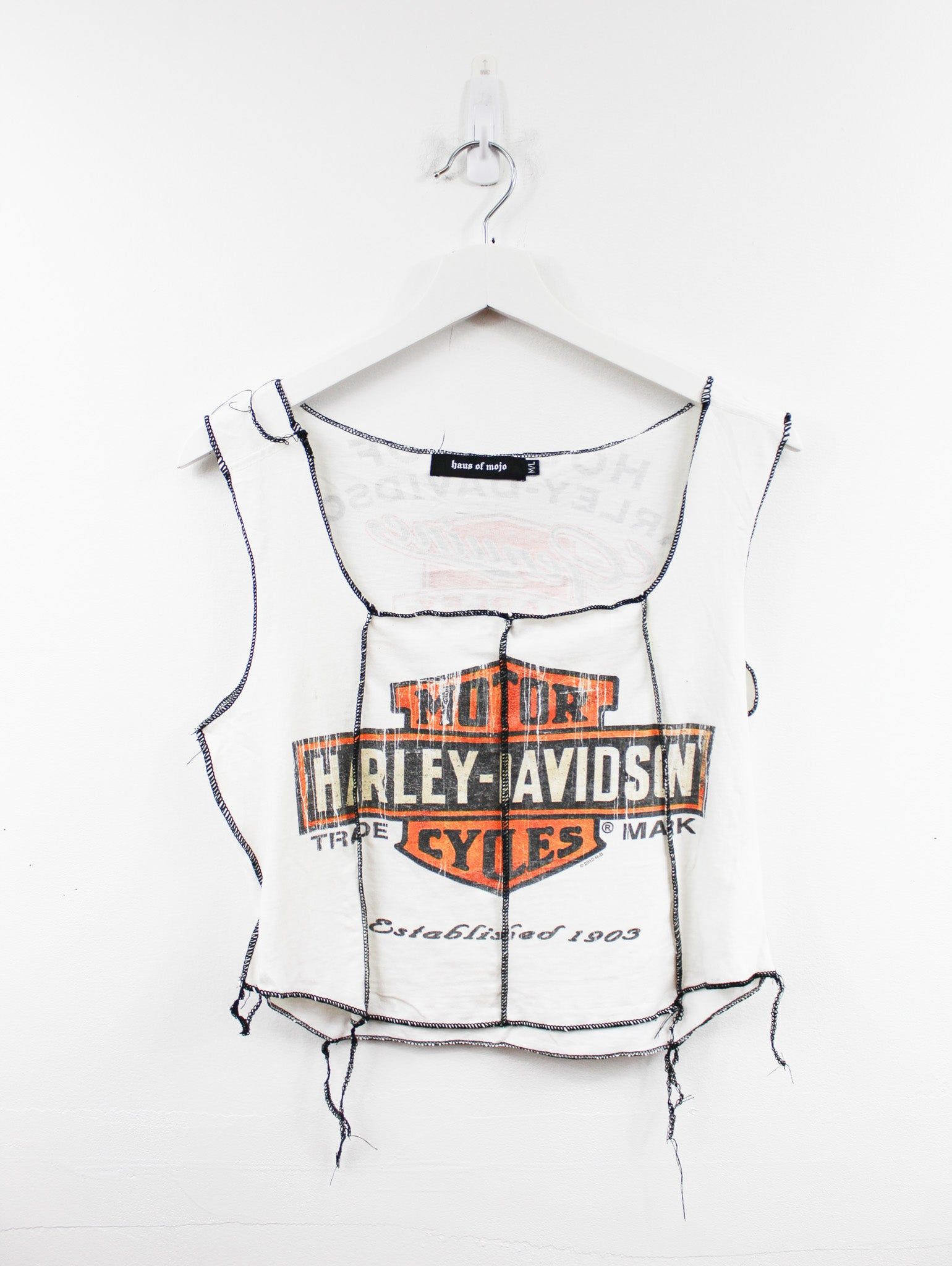 Haus Of Mojo Reworked Vintage Harley Davidson Milwaukee Double Stitch Crop Top sold by HG Vintage