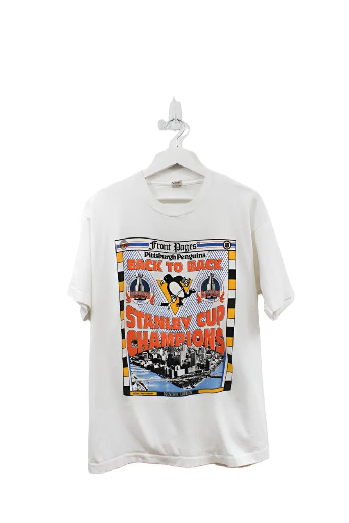 Z - Vintage Single Stitch 1992 NHL Pittsburgh Penguins Back To Back Stanley Cup Champs Tee sold by HG Vintage