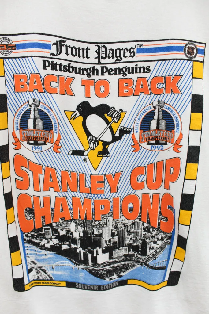 Z - Vintage Single Stitch 1992 NHL Pittsburgh Penguins Back To Back Stanley Cup Champs Tee sold by HG Vintage product image thumbnail 2