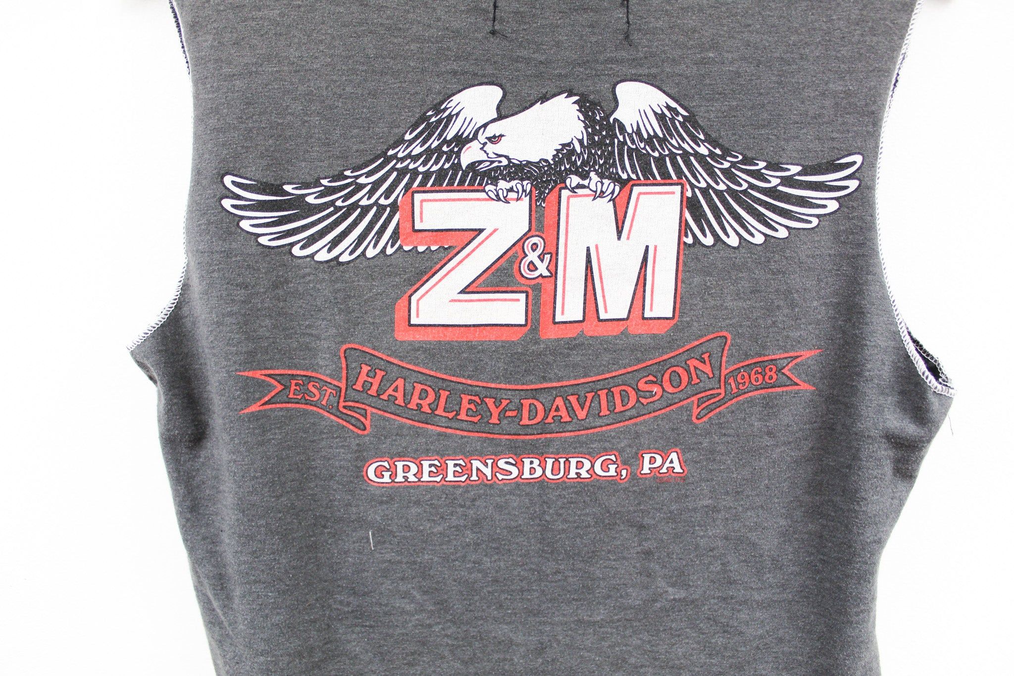 Haus Of Mojo Reworked Vintage Harley Davidson Greensburg Lady And Dog Design Double Stitch Crop Top sold by HG Vintage product image thumbnail 4