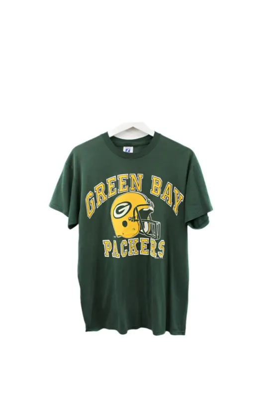 Z- Vintage Packers Logo & Script Logo 7 NFL Single Stitch Tee sold by HG Vintage