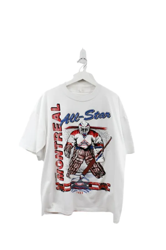 Z- Vintage 1993 Canadiens All Star Game Patrick Roy Goalie Graphic NHL Single Stitch Tee sold by HG Vintage