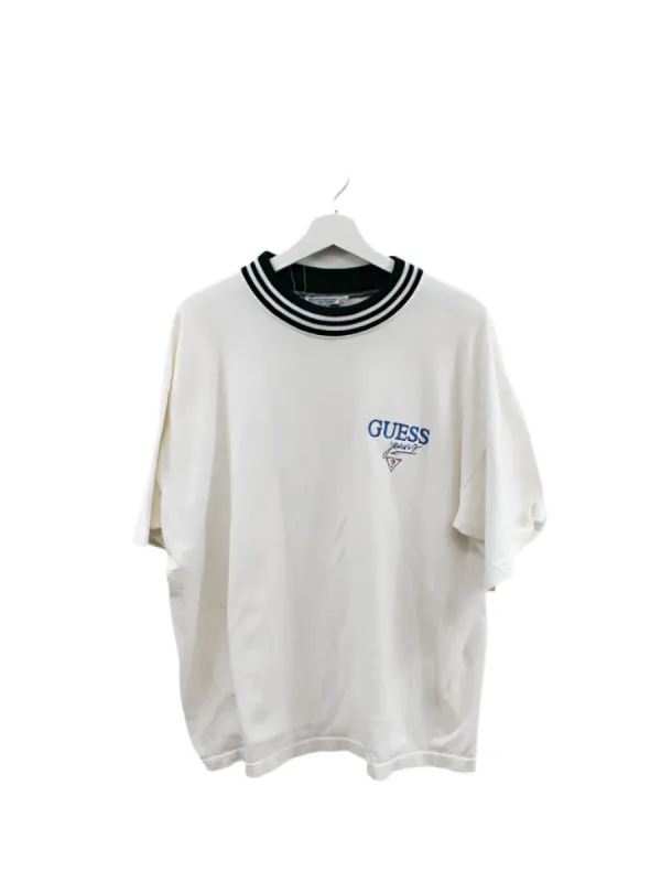 Z - Vintage Guess Jeans Embroidered Text Tee White/Green sold by HG Vintage