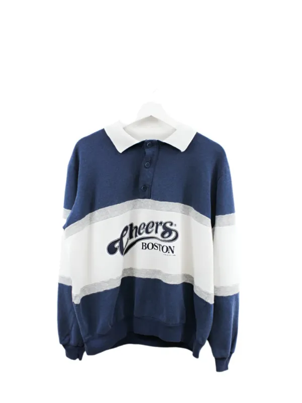 Z - Vintage 1990 Cheers Boston Script Heavy Long Sleeve Polo sold by HG Vintage