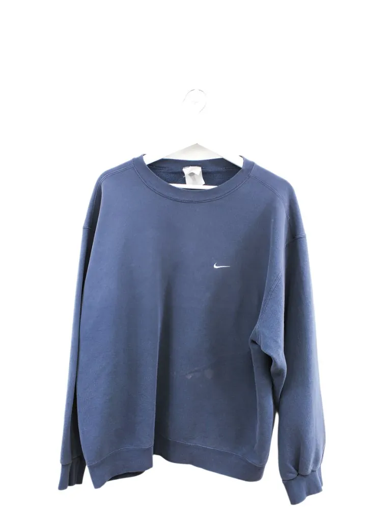 Z- Vintage 90s Nike Embroidered Small Swoosh Left Side Chest Crewneck Navy sold by HG Vintage