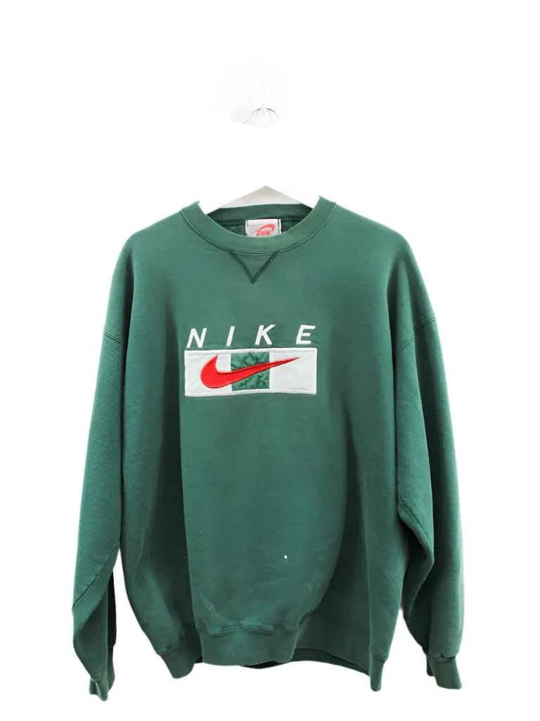 Z- Vintage 90s Nike Embroidered Script & Red Swoosh Upside Down Tag Crewneck sold by HG Vintage