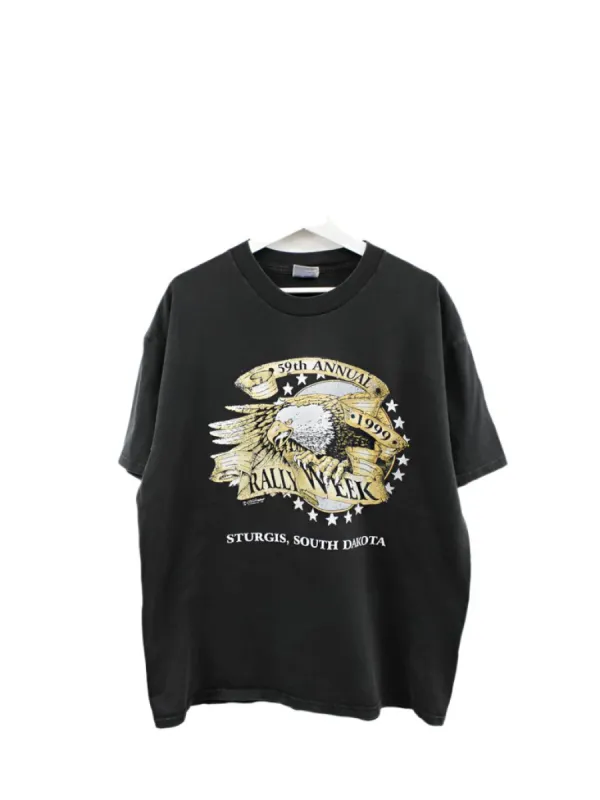 Z- Vintage 1999 Sturgis Bike  Week Rally Hanes Comfort Tag Tee sold by HG Vintage