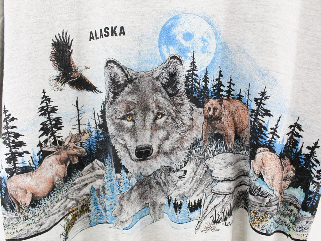 Z- Vintage 1991 Alaska Wildlife & Moon Single Stitch Red Anvil Tag Tee sold by HG Vintage product image thumbnail 2