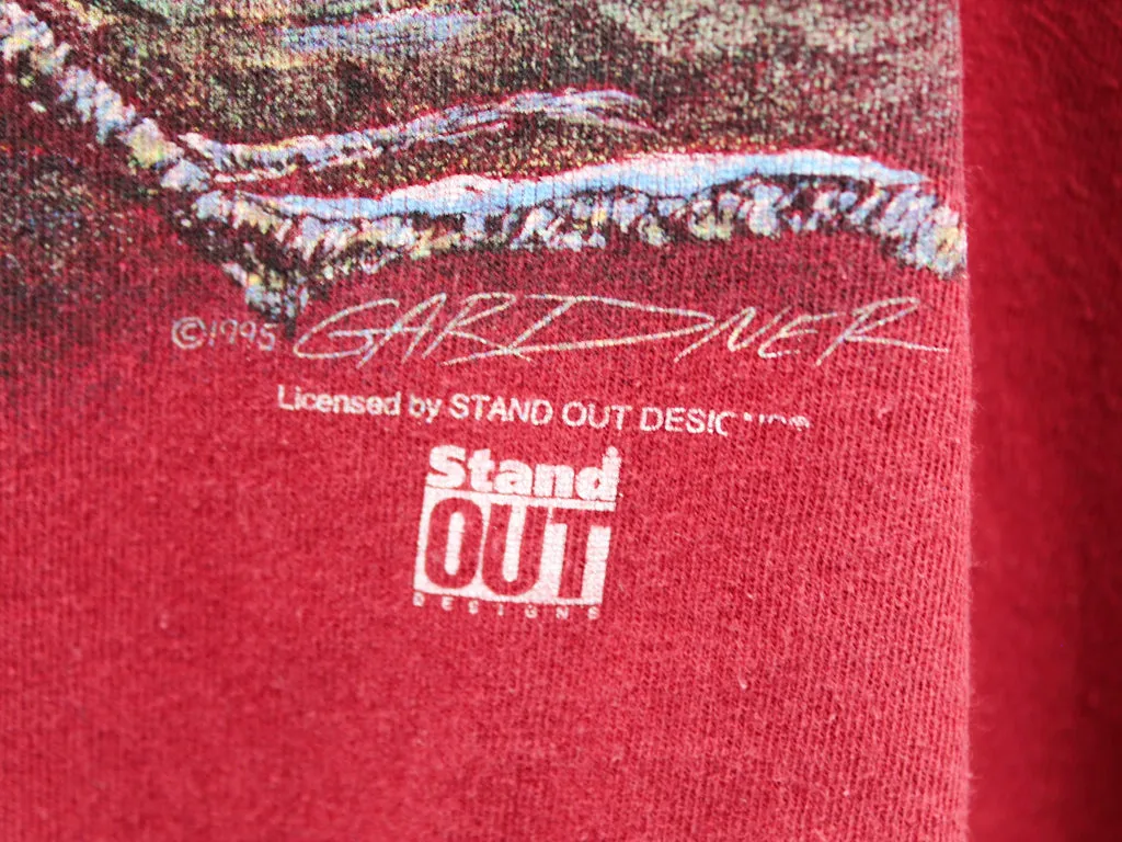 Z- Vintage 1995 Wolves In Forest & Mountain Single Stitch Tee Red sold by HG Vintage product image thumbnail 3