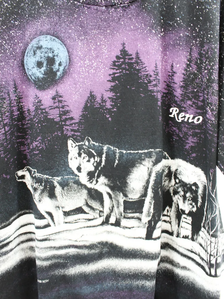 Z- Vintage Reno Wolves In Forest & Moon All Over Print Single Stitch Tee sold by HG Vintage product image thumbnail 2
