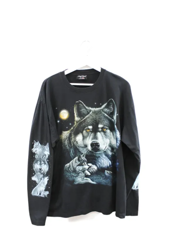 Z- Vintage Wolves & Moon Long Sleeve Tee sold by HG Vintage