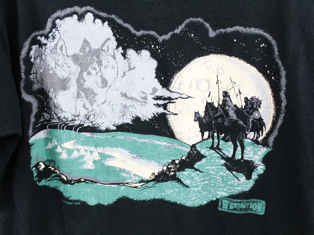 Z- Vintage Wolves & First Nation Village & Warriors Single Stitch Tee sold by HG Vintage product image thumbnail 2