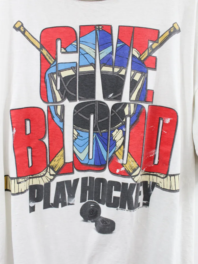 Z- Vintage 1993 Give Blood Play Hockey Big Ball Sports Single Stitch Tee sold by HG Vintage product image thumbnail 2