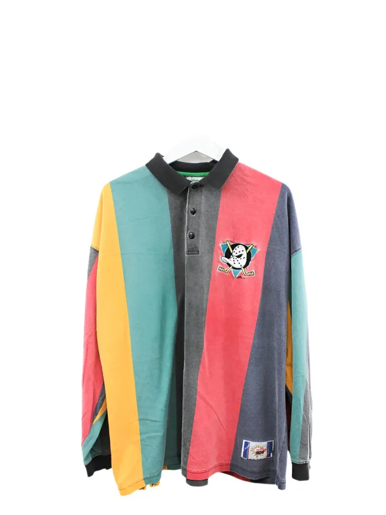 Z- Vintage Anaheim Ducks NHL Slapshot Long Sleeve Polo Tee sold by HG Vintage