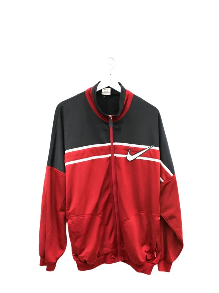 Z - Vintage 90s Nike Swoosh Zip Up Track Jacket Red/Black sold by HG Vintage