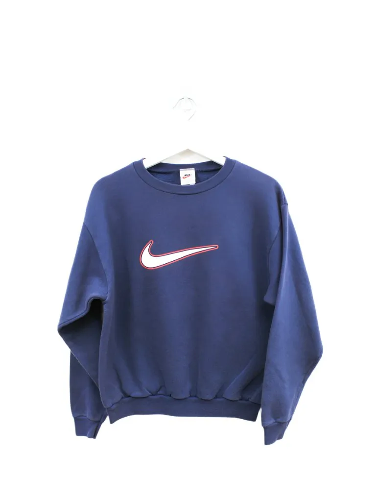 Z - Vintage Nike Large Swoosh Made In The USA Crewneck Navy sold by HG Vintage
