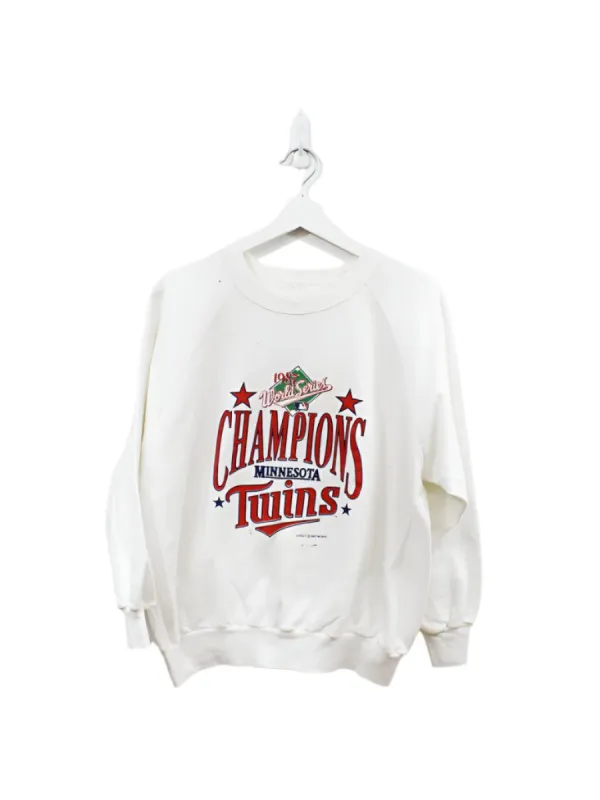 Z - Vintage 1987 Twins Script World Series Champs MLB Crewneck L sold by HG Vintage