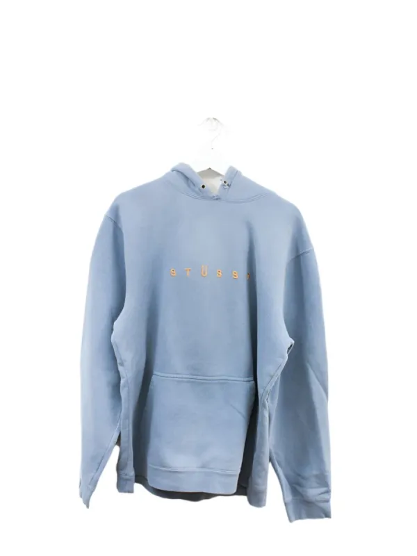 Z - Stussy Embroidered Script Hoodie Light Blue sold by HG Vintage