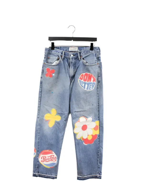 Z - Haus Of Mojo Don't Litter/Flowers Levi's 550 Reworked Jeans sold by HG Vintage