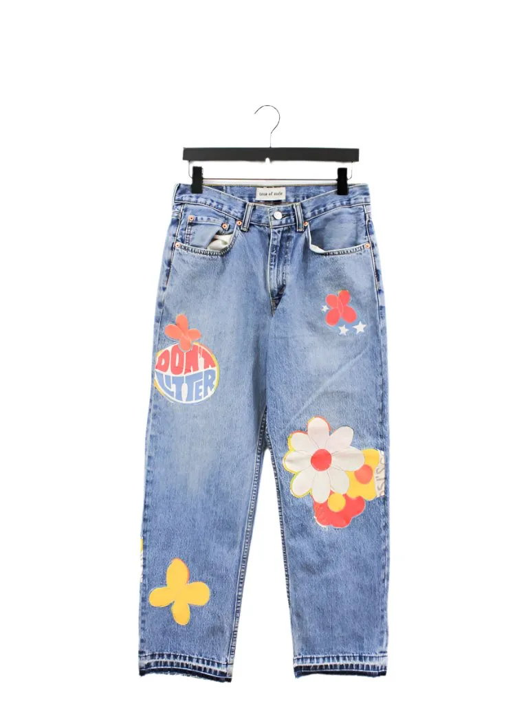 Z - Haus Of Mojo Don't Litter/Pepsi Levi's 550 Reworked Jeans sold by HG Vintage
