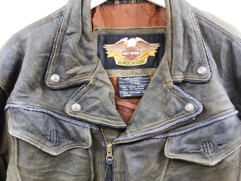 Z- Vintage Harley Davidson Billings Distressed Leather Jacket sold by HG Vintage product image thumbnail 3