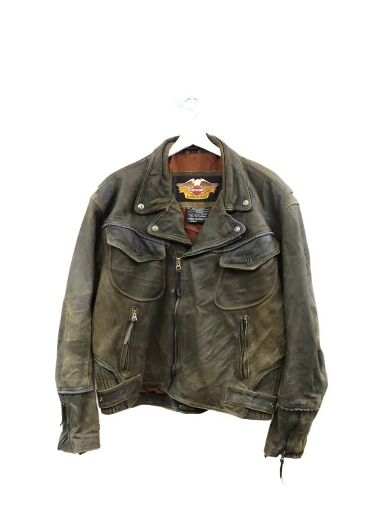 Z- Vintage Harley Davidson Billings Distressed Leather Jacket sold by HG Vintage