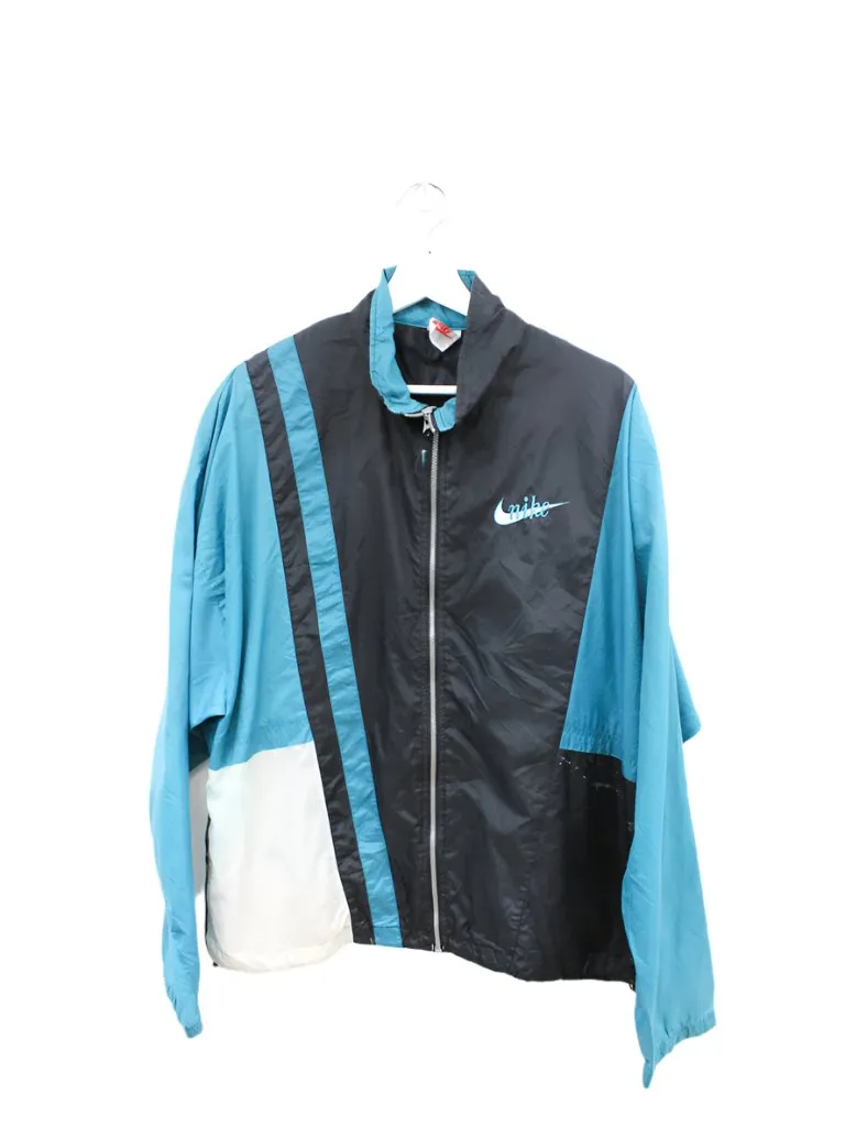 Z- Vintage 90s Nike Nylon Windbreaker Black/Teal sold by HG Vintage