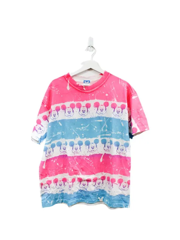 Z- Vintage Disney Mickey Mouse & Paint Splatter All Over Print Single Stitch Tee sold by HG Vintage