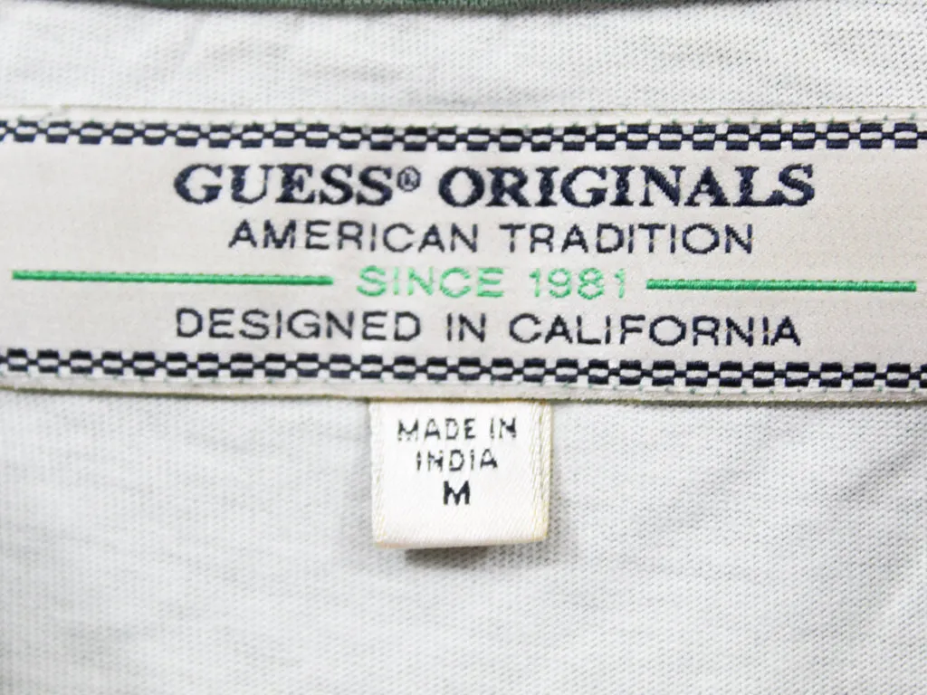 Z - Vintage Guess Los Angeles Emb Text Tee Green/Beige Stripes sold by HG Vintage product image thumbnail 3