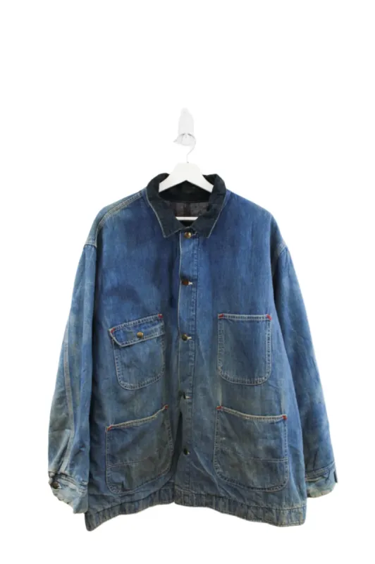 Z- Vintage 50s/60s Sears Blanket Lined Denim Chore Coat made by Sears